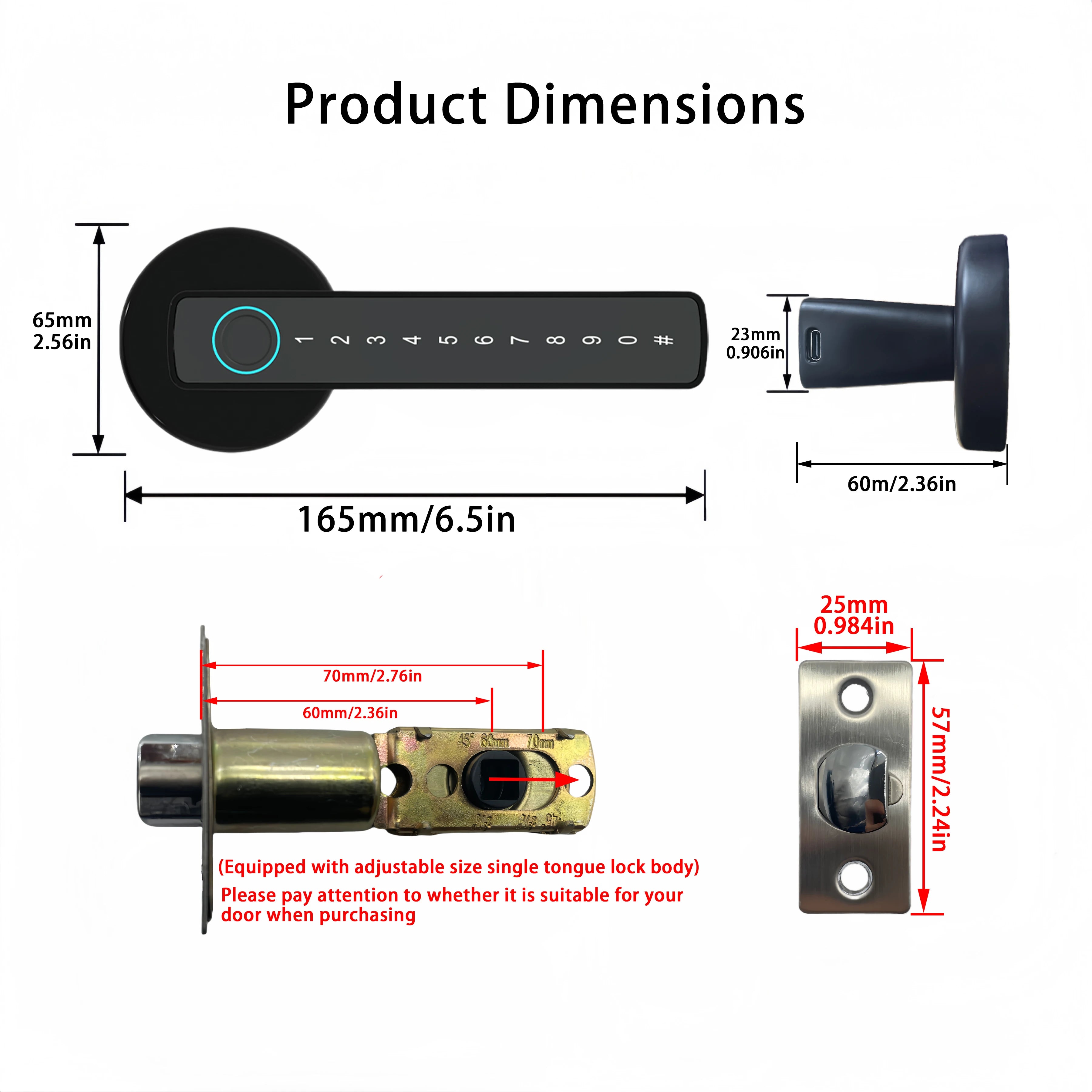 SCANLOCK: M5 Tuya BLE Fingerprint Door Lock Digital Electronic Lock with Password/Key/IC Card/ Smartlife/ Tuya APP Unlock