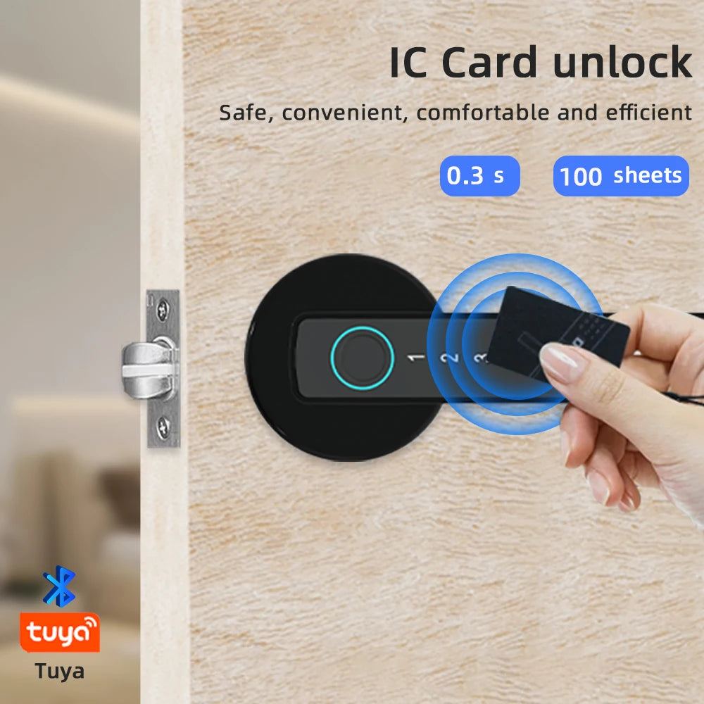 SCANLOCK: M5 Tuya BLE Fingerprint Door Lock Digital Electronic Lock with Password/Key/IC Card/ Smartlife/ Tuya APP Unlock