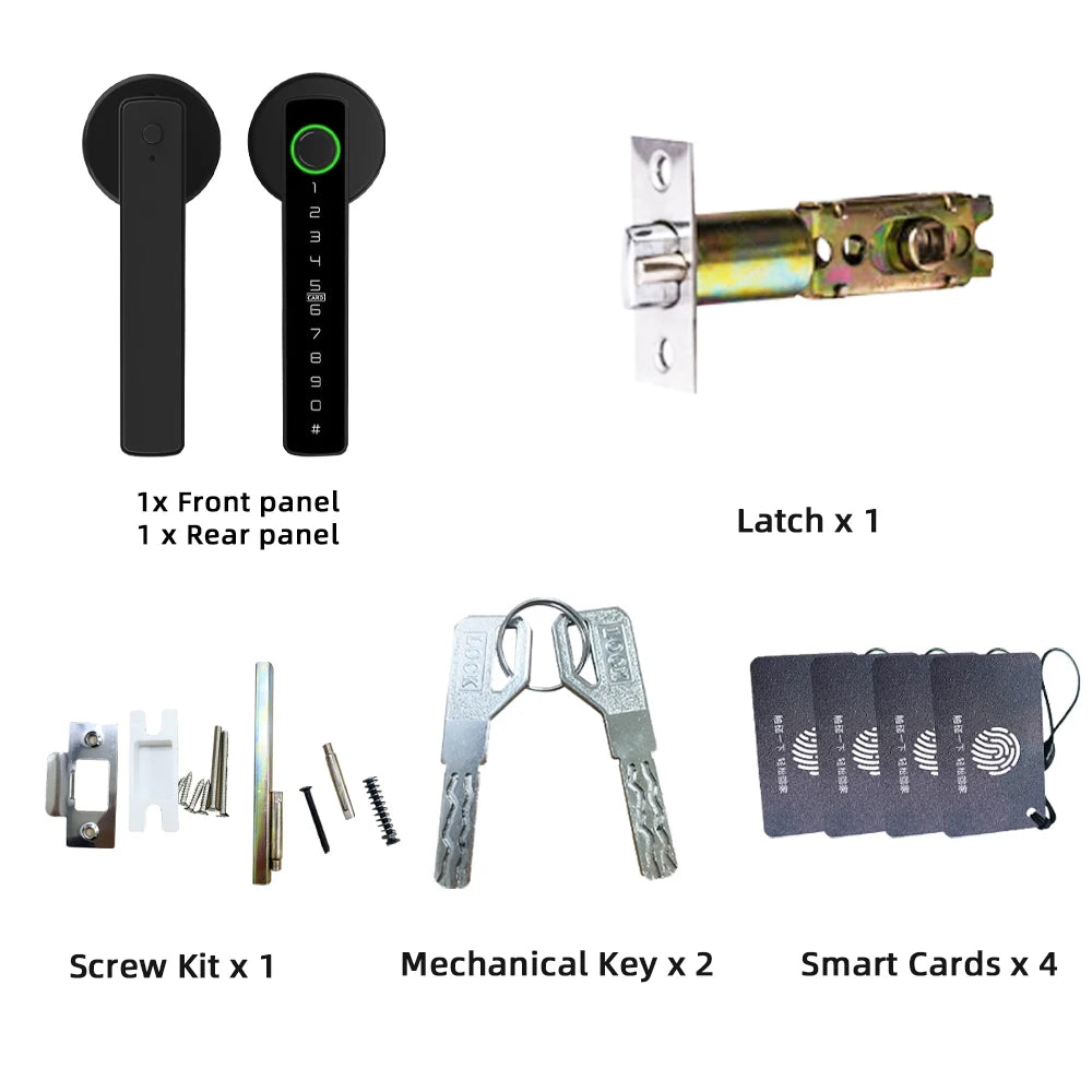 SCANLOCK: M5 Tuya BLE Fingerprint Door Lock Digital Electronic Lock with Password/Key/IC Card/ Smartlife/ Tuya APP Unlock