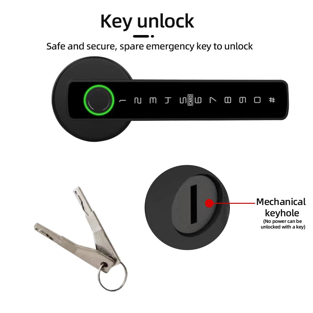 SCANLOCK: M5 Tuya BLE Fingerprint Door Lock Digital Electronic Lock with Password/Key/IC Card/ Smartlife/ Tuya APP Unlock