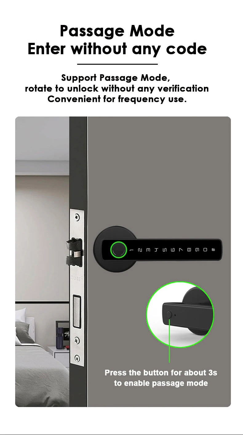 SCANLOCK: M5 Tuya BLE Fingerprint Door Lock Digital Electronic Lock with Password/Key/IC Card/ Smartlife/ Tuya APP Unlock