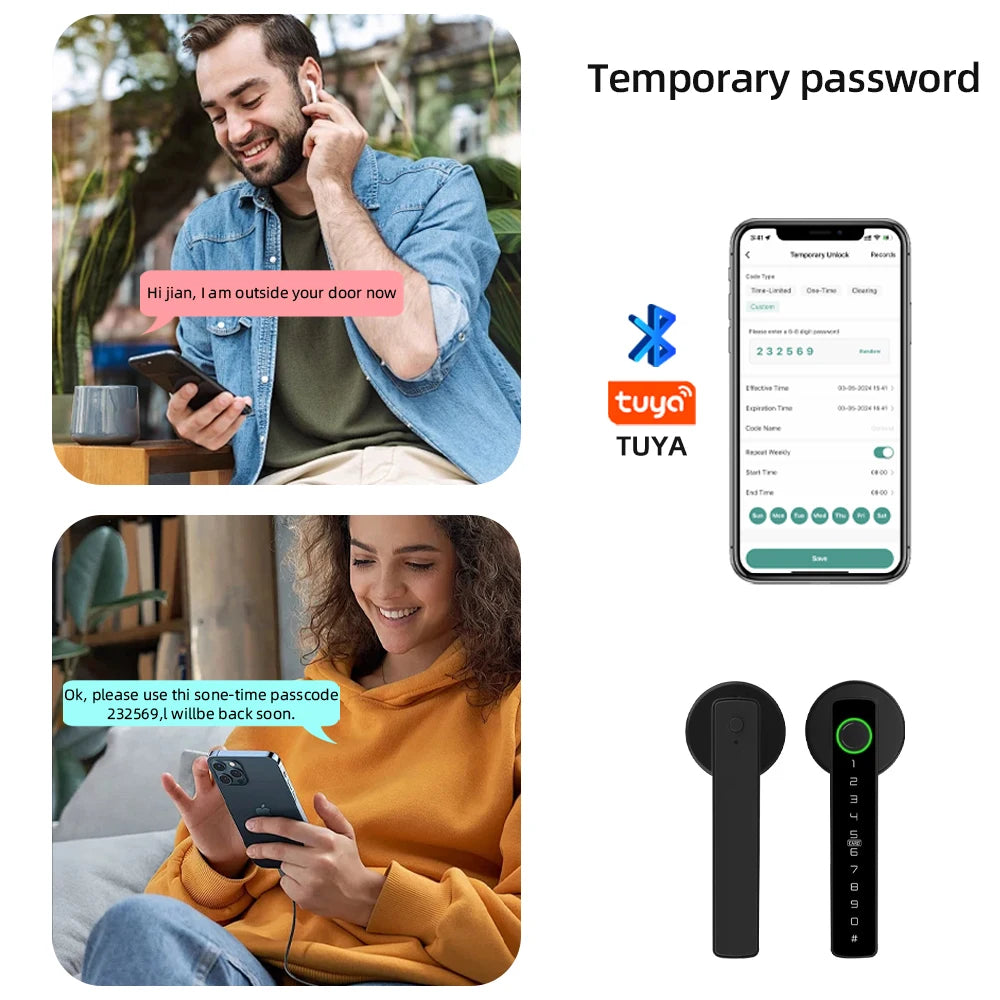 SCANLOCK: M5 Tuya BLE Fingerprint Door Lock Digital Electronic Lock with Password/Key/IC Card/ Smartlife/ Tuya APP Unlock