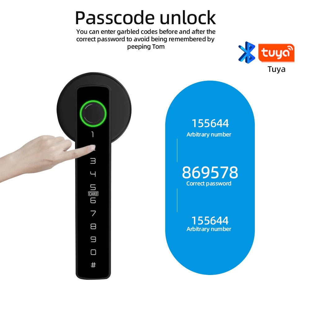 SCANLOCK: M5 Tuya BLE Fingerprint Door Lock Digital Electronic Lock with Password/Key/IC Card/ Smartlife/ Tuya APP Unlock