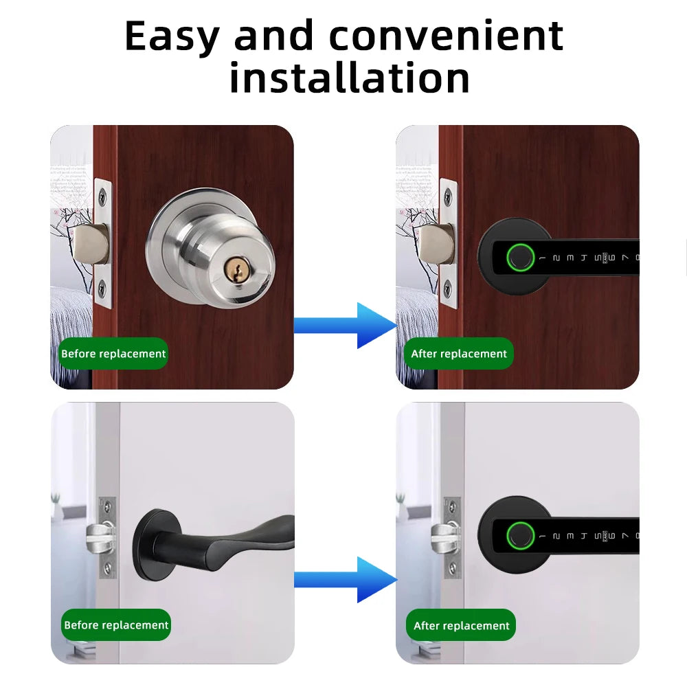 SCANLOCK: M5 Tuya BLE Fingerprint Door Lock Digital Electronic Lock with Password/Key/IC Card/ Smartlife/ Tuya APP Unlock