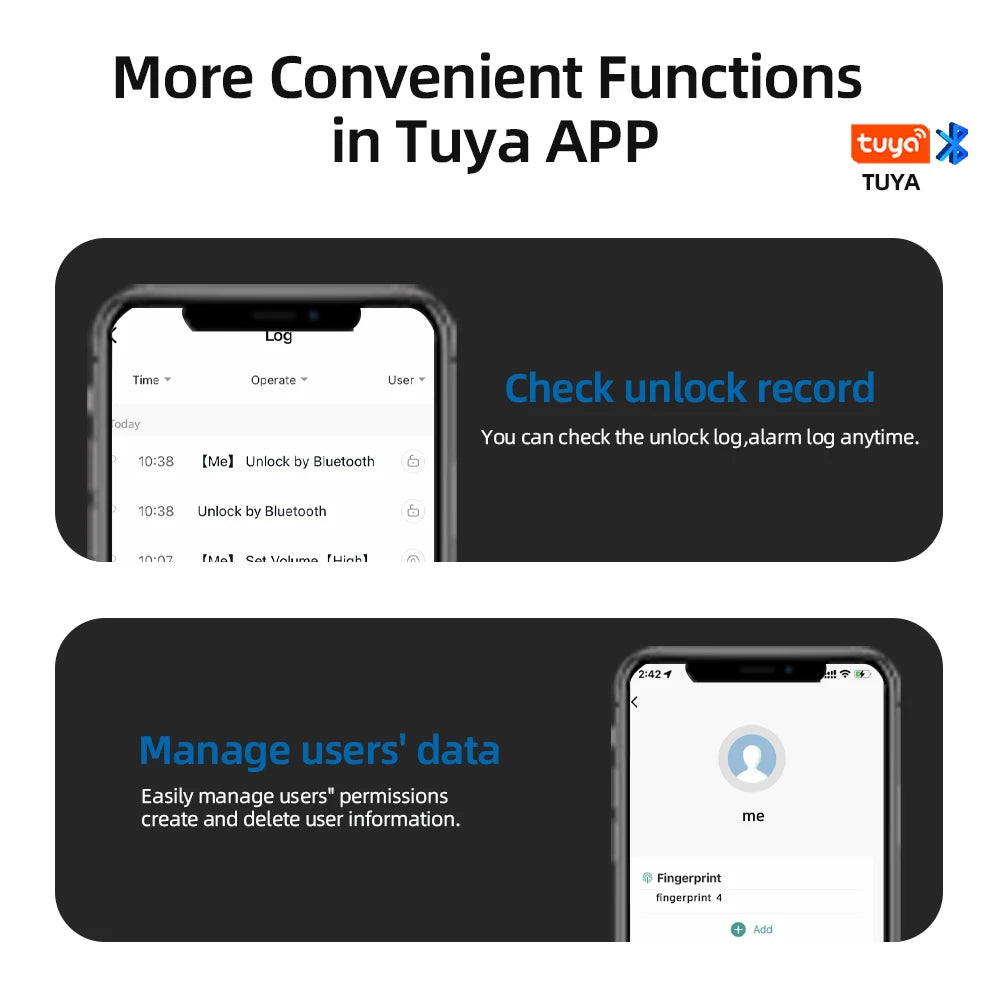 SCANLOCK: M5 Tuya BLE Fingerprint Door Lock Digital Electronic Lock with Password/Key/IC Card/ Smartlife/ Tuya APP Unlock