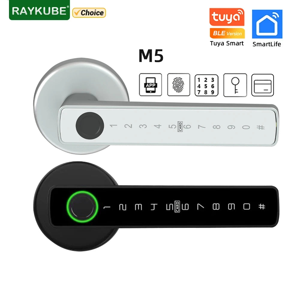 SCANLOCK: M5 Tuya BLE Fingerprint Door Lock Digital Electronic Lock with Password/Key/IC Card/ Smartlife/ Tuya APP Unlock